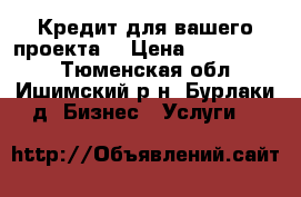  Кредит для вашего проекта, › Цена ­ 5 200 000 - Тюменская обл., Ишимский р-н, Бурлаки д. Бизнес » Услуги   
